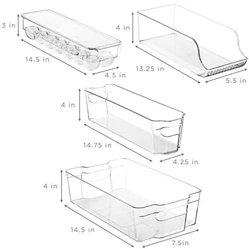 Sorbus Fridge Organizer Bins – Set of 8 Refrigerator Organizers and Storage Containers, Stackable Freezer Bins and House Essentials for New Home, BPA-Free Pantry Drawer Organizers - size: 8 Pack