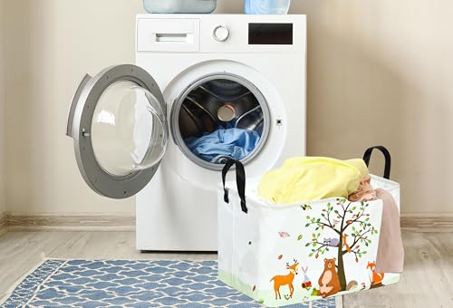 Rec Animals Print Box Hamper Storage Basket Collapsible Organizer Bin Gift Shelf Baskets for Home and Kitchen Storage - color: Bear tree