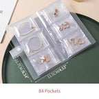 84 Pockets Storage Roll with 20 Small Bags, PVC Waterproof Foldable Travel Jewelry Case Organizer Display