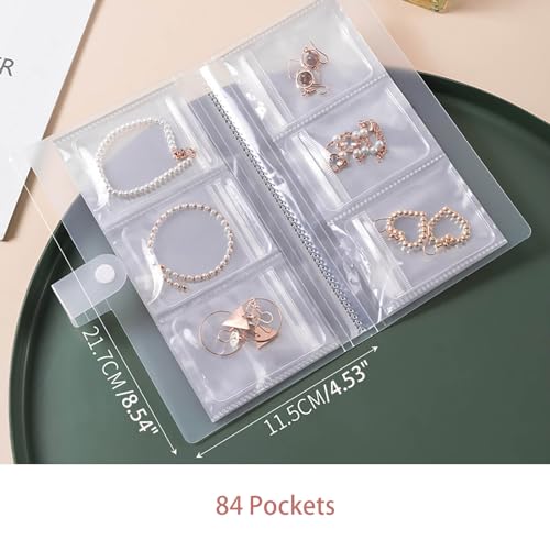 84 Pockets Storage Roll with 20 Small Bags, PVC Waterproof Foldable Travel Jewelry Case Organizer Display