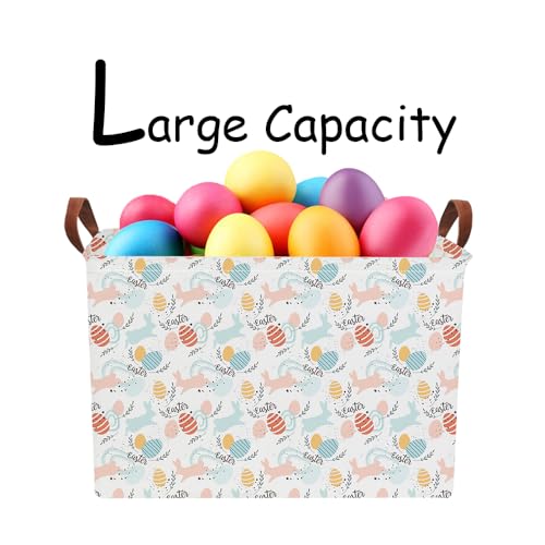 NTAOHAMPER Rectangular Pink Easter Eggs Basket for Girls,Kids Toys Storage Bin with Handles,Baby Room Decor,Gift Basket(Pink Easter Eggs) - color: Pink Easter Eggs