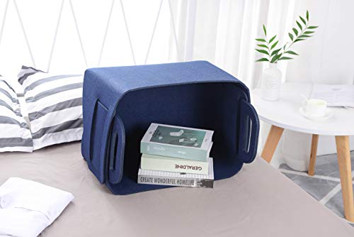 Storage Basket Felt Storage Bin Collapsible& Convenient Box Organizer with Carry Handles for Office Bedroom Closet Babies Nursery Toys Laundry (Navy Blue, 19.9inch（L）×13.6inch（W）×12.6inch（H）) - color: Navy Blue, size: 19.9inch（L）×13.6inch（W）×12.6inch（H）