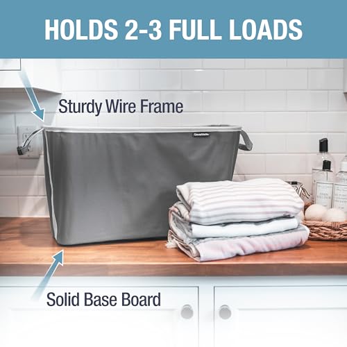 CleverMade Collapsible Laundry Basket 2 Pack – 60L (16 Gal) Foldable Clothes Hamper with Reinforced Handles, Space Saving Fabric Laundry Bin, Holds 55 lbs, Flat Folding for Home & Travel - Black - color: Black Gray