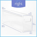 Plastic Food Storage 2 Pack Clear Container Bin with Handles for Organizing Kitchen, Pantry, Refrigerator, Freezer, Pantry, Cabinet, Closet, Bathroom. 16”x4”x5” - size: 16x4x5