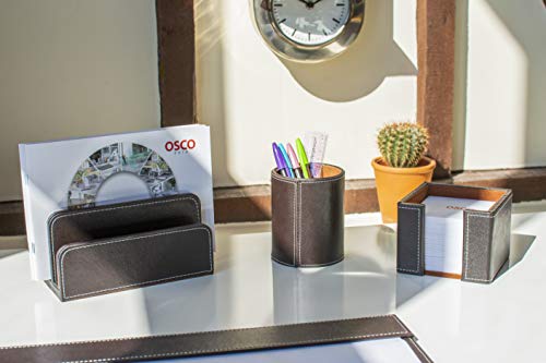 OSCO Brown Faux Leather Letter Holder - color: Brown