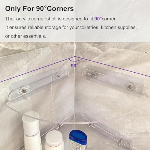 Acrylic Corner Shelves, Adhesive Shelf, Shower Caddy Organizer for Home Decor,Clear Shower Shelf,No Drilling Wall Mounted Bathroom Shelves (Clear 10 inch 1 set) - color: Clear 10 inch 1 set