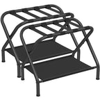 SONGMICS Luggage Racks, Set of 2, Suitcase Stand with Fabric Storage Shelf, for Guest Room, Bedroom, Hotel, Foldable Steel Frame, Holds up to 110 lb, 27.2 x 15 x 20.5 Inches, Black URLR002B02 - color: Black, style: with Shelf