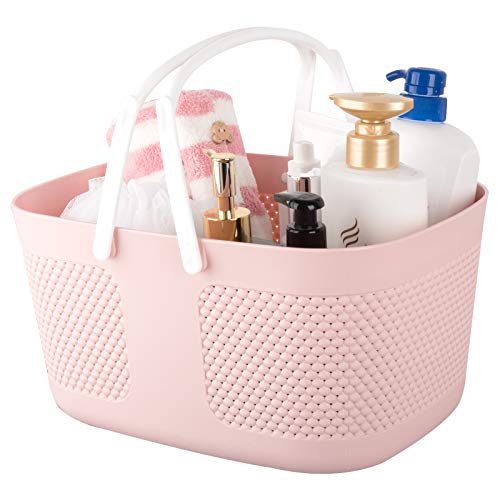 Shower Caddy Basket, Portable Large Capacity Thickened Plastic Organizer Storage Tote with Handles Drainage Toiletry Bag Bin for Bathroom, College Dorm Room Essentials, Kitchen, Camp, Gym, Pink - color: Pink