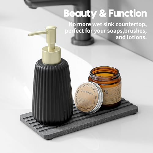 Razborci 2PCS Diatomite Quick Stone Drying Tray Mat For Bathroom & Kitchen Counter, Instant Dry Water Absorbent Drink Bar Coaster,Vanity Sink Caddy Organizer,Dish Soap Sponge Holders, Charcoal,8"x3.8" - color: 2pc - 8"x 3.8" - Charcoal Gray