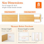 Lifewit 6" High 8 Pack Bamboo Drawer Dividers 33-42cm/13-16.5" Adjustable Wooden Drawer Organizer for Clothes/Utensils, Expandable Drawer Separator for Dresser/Kitchen/Bedroom/Office Organization - size: 6"H, 13-16.5"L