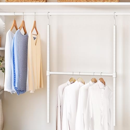 Simple Houseware Adjustable Closet Hanging Rod, White - color: White, size: 1 Pack