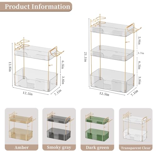 YCIA&DONE Bathroom Counter Organizer, Large Makeup Organizer Countertop, Shelf Storage, Vanity Tray, Easily Assemble for Bathroom Organizers and Storage, Undersink, Cabinet, 3 Tiers Grey - color: Grey, size: 3 tiers