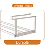 Under-Shelf Expandable Shoe Rack Organizer, White Metal, 40-70cm Width Adjustable, Cabinet Storage for Closet (2 Pcs)