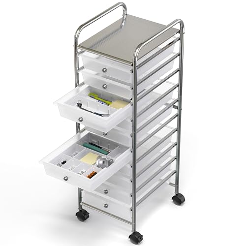 Simple Houseware Drawer Organizer Tray with 9 Adjustable Compartments, White - color: White, size: 1 Pack