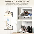 HOMCOM Narrow Shoe Cabinet with 2 Flip Drawers, Modern Freestanding Shoe Storage Cabinet with Adjustable Shelves for Entryway, Hallway, White - color: White