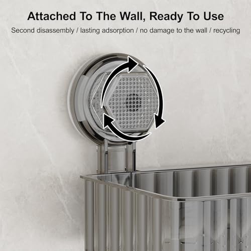 Shower Caddy Suction Cup Bathroom Shower Organizer for Bathroom Storage Home Decor & Kitchen No Drilling Large Capacity Removable and Reusable Shower Shelves for Inside. (black, square) - color: Black, size: Square