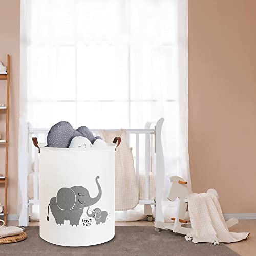 CLOCOR Collapsible Round Storage Bin/Large Storage Basket/Clothes Laundry Hamper/Toy Storage Bin (Love Elephant) - color: Love Elephant