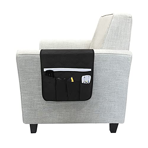Sofa Armrest Storage Bag, Armchair Side Caddy Hanging Pouch Organizer, 14-Pocket Waterproof Durable Storage Bag, Suitable for Tablets, Phones, Books, Magazine, TV Remote Control (2#Black) - color: 2#Black