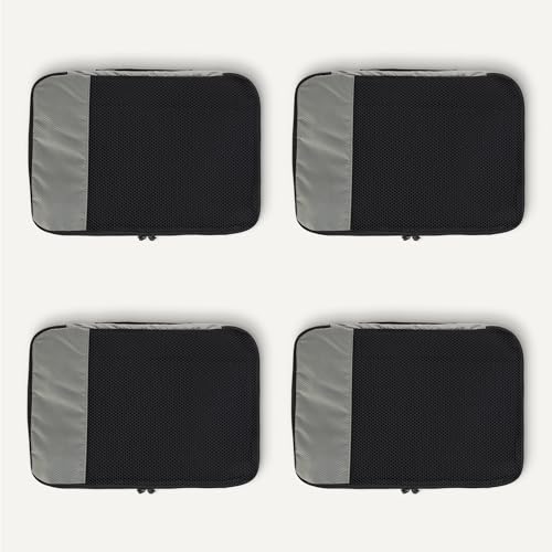 Amazon Essentials 4-Piece Packing Cubes Travel Accessories Set, Space-Saving Luggage Organizer with Double Zipper, Mesh Top Panel, Medium, Gray (Previously Amazon Basics) - color: Gray, size: 4 x Medium