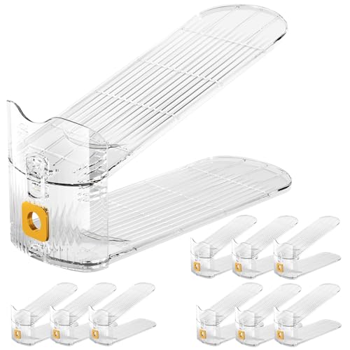 10Pack Shoe Slot Organizers Clear Shoe Stacker Organizer for Closet Shoe Holder Space Saver Rack Storage for Closet (Clear, 10Pack) - size: 10 PACK