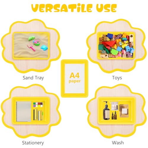 ShineMe 6 Pack Paper Trays for Classroom, Yellow Plastic Book Bins with Colorful Labels, Stackable Letter Size Storage Tray, Desk Organizer Tray for Home, School and Office - color: Yellow