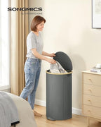 SONGMICS Laundry Hamper, Laundry Basket with Lid, 23.8 Gal. (90 L), with Removable Liner Bag, for Laundry Room, Bedroom, Living Room, Slate Gray and Light Bamboo ULCB547G01 - color: Slate Gray, size: 90 L (1-Section)