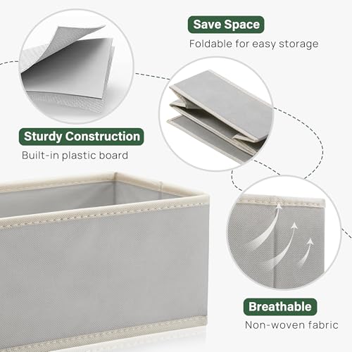 Kootek 16 Pack Drawer Organizer Clothes, Dresser Drawer Organizers for Clothing Fabric Foldable Closet Organizers and Storage Bins for Baby Clothes, Nursery, Underwear, Bras, Socks - color: Grey