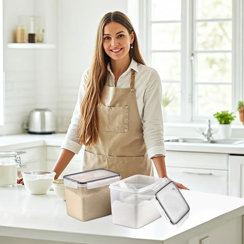 Sorbus Food Storage Containers - Pack of 6 - Air Tight, Four-Way Snap Lids Keeps Food Fresh - Store Cereal, Pasta, Flour, Nuts, Candy - Durable Plastic Kitchen Pantry Bins - size: 6 Pack