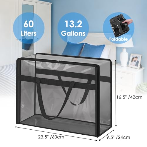 SGHUO Clothes Storage Bags 60L Extra Large Plastic Moving Bag for Comforter, Bedding, Blanket Storage Bags with Zipper and Reinforced Handle (4pcs, Black) - color: B-Black