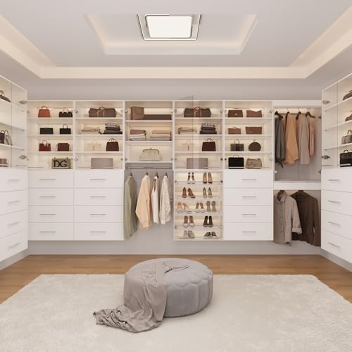ROOMTEC Modular Closet System Glass Door Pair Set, Clear Frameless Tempered Glass Panels, Add-On for Medium Hanging, Short Tower & Shoe Shelf Units, 35.83" H × 31.5" W - size: Frameless Glass Door – 31.5"W x 35.83"H