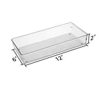 4Pack Large Size Clear Plastic Desk Drawer Dividers Drawer Organizer Wide Tray for Makeup,Kitchen Utensils,Jewelries and Gadgets 12’’x6’’ - size: 4P-12x6x2''