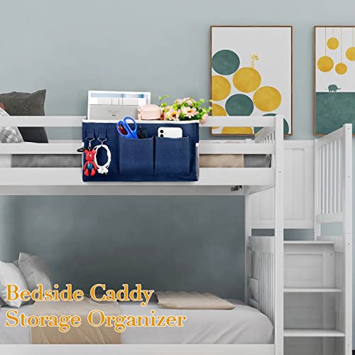 Bedside Storage Caddy/Bedside Hanging Storage Bag for Headboards Bunk Beds Dorm Rooms Book Phone Magazine Holder (2PC Navy Blue) - color: 2PC Navy Blue