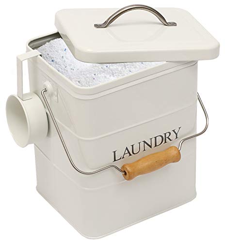 Laundry Powder Bin, Washing Powder Storage Tin with Scoop, Airtight Lid & Handles, Laundry Detergent Powder Storage Box - Perfect for Holding Pods Tablets Capsules Powder Detergent-White - color: White
