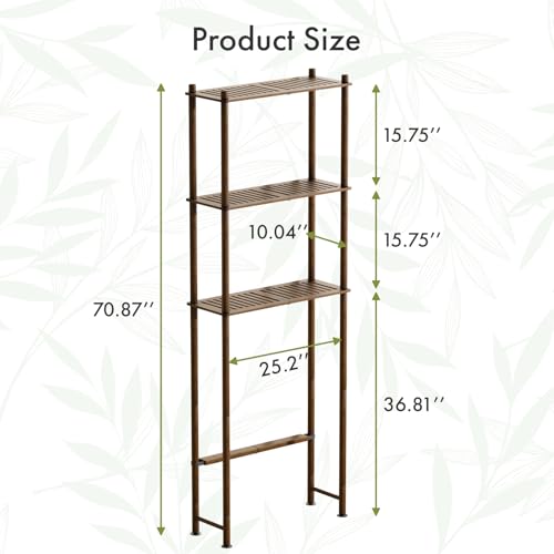 AmazerBath Bamboo Over The Toilet Storage Shelf, Over Toilet Bathroom Organizer Rack, 3-Tier Bathroom Shelves Over Toilet, Space Saver, Walnut Brown - style: Walnut Brown-3-tier