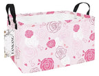 FANKANG Storage Bins, Nursery Hamper Canvas Laundry Basket Foldable with Waterproof PE Coating Large Storage Baskets for Kids Boys and Girls, Office, Bedroom, Clothes,Toys(Rec-Pink roses ） - color: Rec-Pink roses