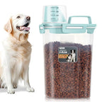 2.5-5LBS Upgraded Large Nozzle Cat Dog Food Storage Container BPA-Free, Airtight Pet Food Storage Bin with 4 Lock Buckles, Sealing Gasket, Cup for Pet Food, Dog Treats, Rice, Flour, Dry-Blue