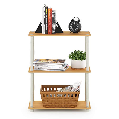 Furinno Turn-N-Tube 3-Tier Compact Multipurpose Shelf Display Rack with Classic Tube, Beech/White - color: Beech/White, size: 3-Tier Classic Tube