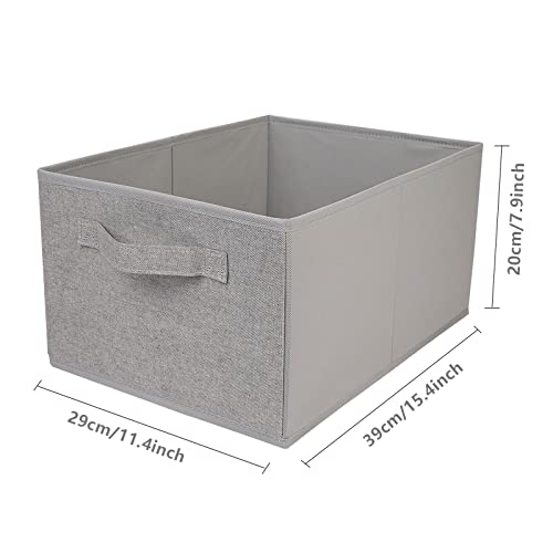 BOMKEE Collapsible Sorage Bins, Storage Cubes Baskets Collapsible Fabric Storage Boxes with Handles for Home and Office (Set of 4, Grey, 15.4 x 11.4 x 7.91inch) - color: Grey, size: 15.4x11.4x7.9inch