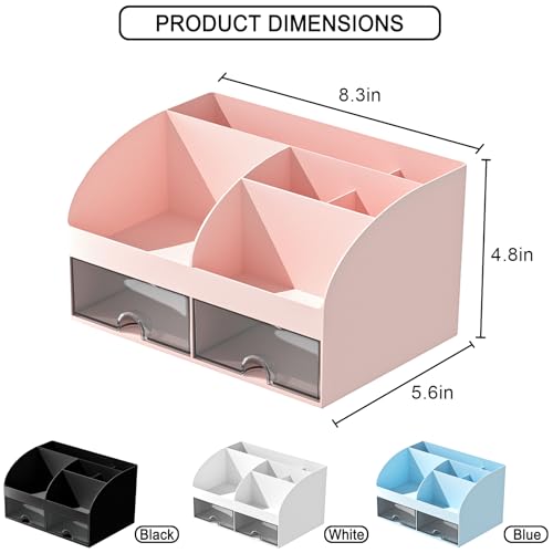 Makeup Organizer with Drawers, Cosmetic Storage for Dresser Vanity and Bathroom Countertop, Beauty Holder for Lipstick Brush, Skincare Organizer for Vanity, Cosmetic Display Case (Pink-2Pack) - color: Pink-2Pack