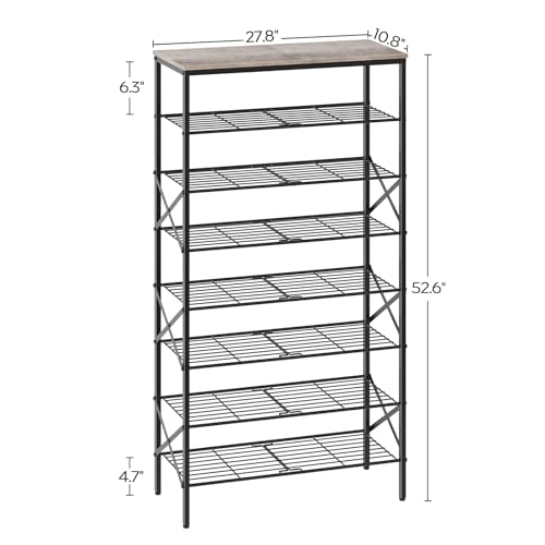 YATINEY 8 Tier Shoe Rack, Shoe Storage Organizer, Large Capacity Shoe Shelf Holds 32 Pairs of Shoes, Sturdy and Stable, for Entryway, Hallway, Closet, Dorm Room, Greige and Black SS08BG - color: Greige + Black, size: 27.8" x 10.8" x 52.6"