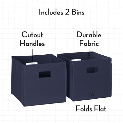RiverRidge Folding Storage Bins with Handles Navy Cube Storage Organizer for Closet, Bedroom & Playroom - Closet Organizers Set of 2 - color: 2 Navy Bins
