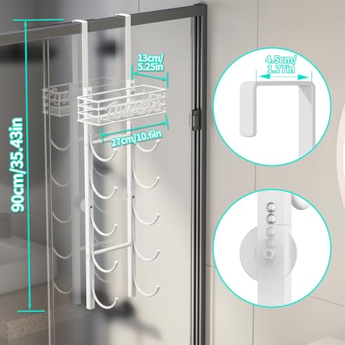 HapiRm Towel Racks for Bathroom Storage - 6 Tier Over The Door & Wall Mount Rolled Towel Storage Organizer Holder with Metal Shelf Basket for Small Bathroom, Camper, Rv - White, Patented - color: White, size: 6-Tier