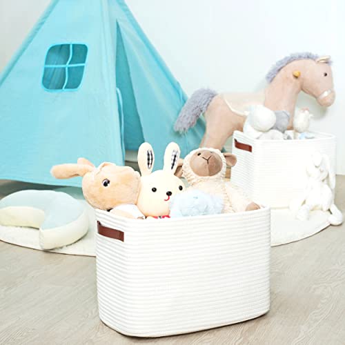 MINTWOOD Design 3-Pack Decorative Woven Storage Baskets for Shelves, Cube Bin Box for Organizing Books, Shoes, Dog Toys, Pantry Closet and Living Room Organizer, Creamy White - color: Creamy White