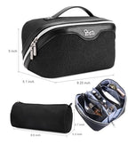 BOYATU Travel Makeup Bags Cosmetic Organizer Bag: 3-Set Large Capacity Make up Bag - PU Leather Toiletry Bags for Women - Wide Open Portable Pouch with Divider & Handle (A-Black) - color: A-Black