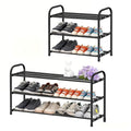 LOFTEY 3-Tier Expandable Shoe Rack, Adjustable Metal Shoe Organizer Shelf, Small Shoe Rack for Closet, Entryway, Front Door, 18"-30.5" Wide, Black
