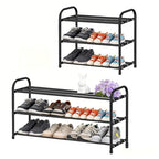LOFTEY 3-Tier Expandable Shoe Rack, Adjustable Metal Shoe Organizer Shelf, Small Shoe Rack for Closet, Entryway, Front Door, 18"-30.5" Wide, Black