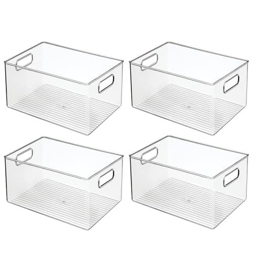 iDesign Pantry Organizer Bins with Handles - Storage Bins for Cabinets or Fridge - Set of 4 - Clear - style: Pack of 4