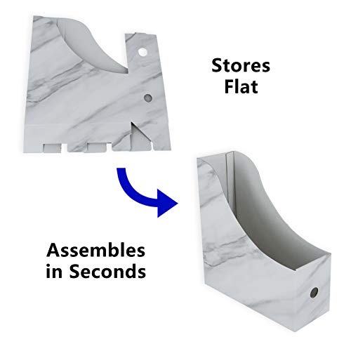 HUAPRINT Magazine Holder( 6 Pack, Marbling Gray) Cardboard Magazine File Holder-Folder Holder,Magazine Organizer,Document Organizer,Magazine Storage Box,With Labels