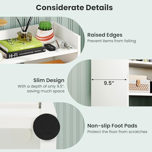 GOFLAME Shoe Storage Cabinet with 2 Flip Drawers, Hidden Shoe Storage Organizer with Adjustable & Removable Shelves, Freestanding Narrow Shoe Rack for Entryway, Hallway, Living Room, White