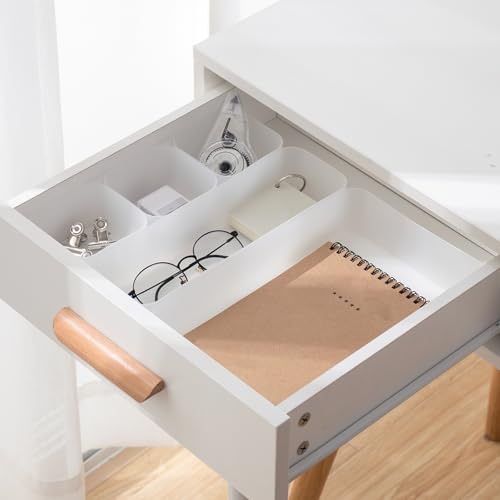 Poeland 5 Pcs Drawer Organizer Tray Storage Box for Bedroom Nightstand Drawer Dresser Bathroom Kitchen Drawer, Frosted - size: 5pcs
